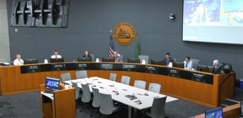 Council chambers with councilmembers