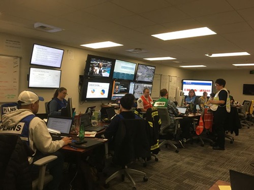 City staff work at the Emergency Operations Center
