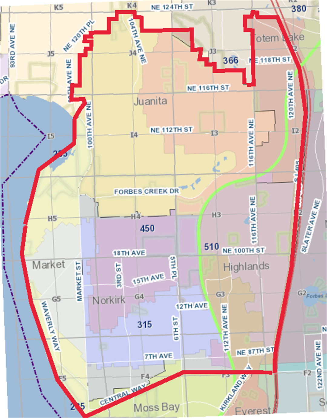 Kirkland Zip Code Map