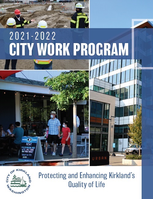 Construction image, people on Park Lane and building at Kirkland Urban