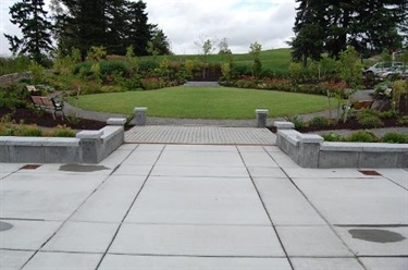 View of back terrace and Centennial Gardens