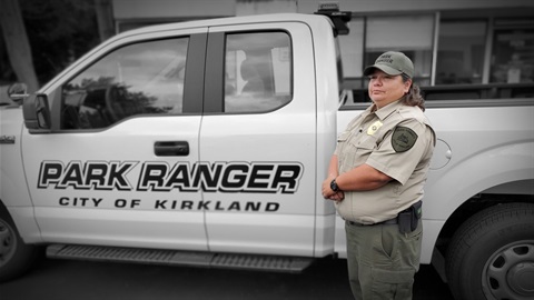 Park Ranger Betty standing in front of the park ranger truck