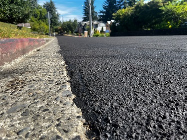 Slurry sealed street one day after application
