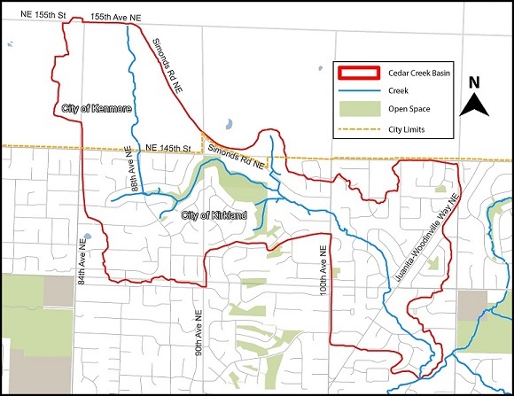 Cedar Creek basin map
