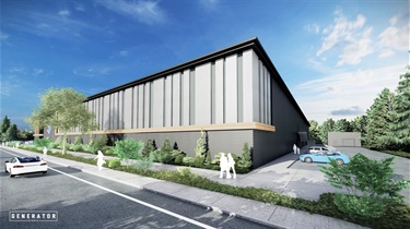 Rendering of ground-level parking at Kraken facility.