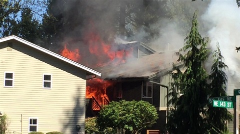 A fully engaged house fire in Finn Hill 