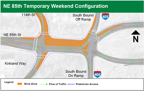 Map of WSDOT 85th Lane Closures April 23 2026