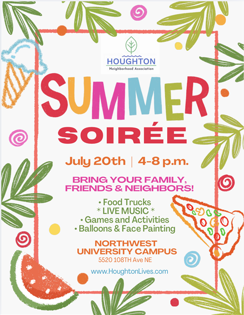 Central Houghton Neighborhood Association Summer Soiree Poster