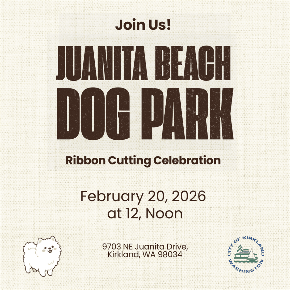 Juanita Beach Dog Park Ribbon Cutting 2-20-26