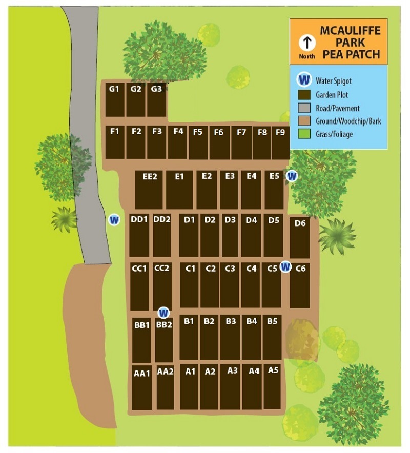 McAuliffe Park community garden plot map
