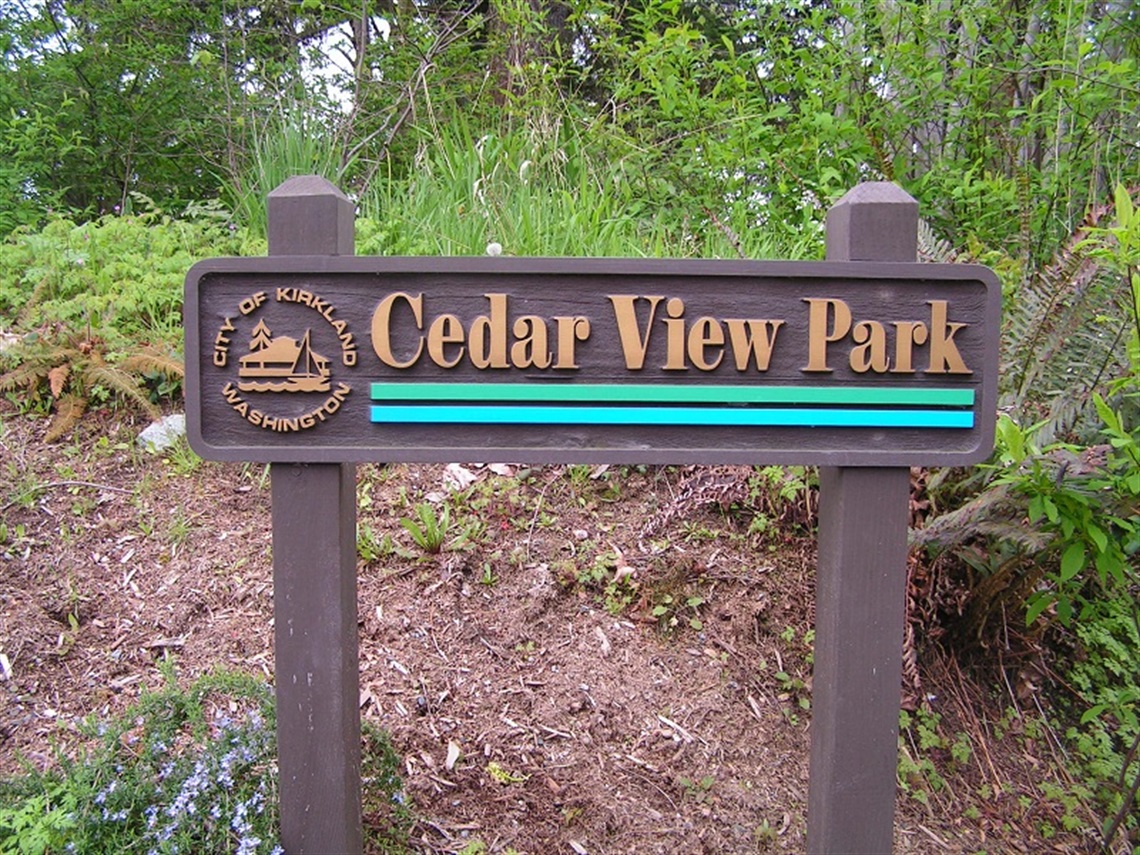 Cedar View Park sign