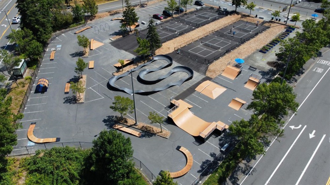 Aerial view of the Houghton Park and Play temporary park