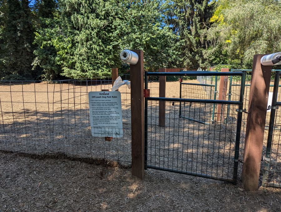 Entrance to dog park at Juanita Beach Park