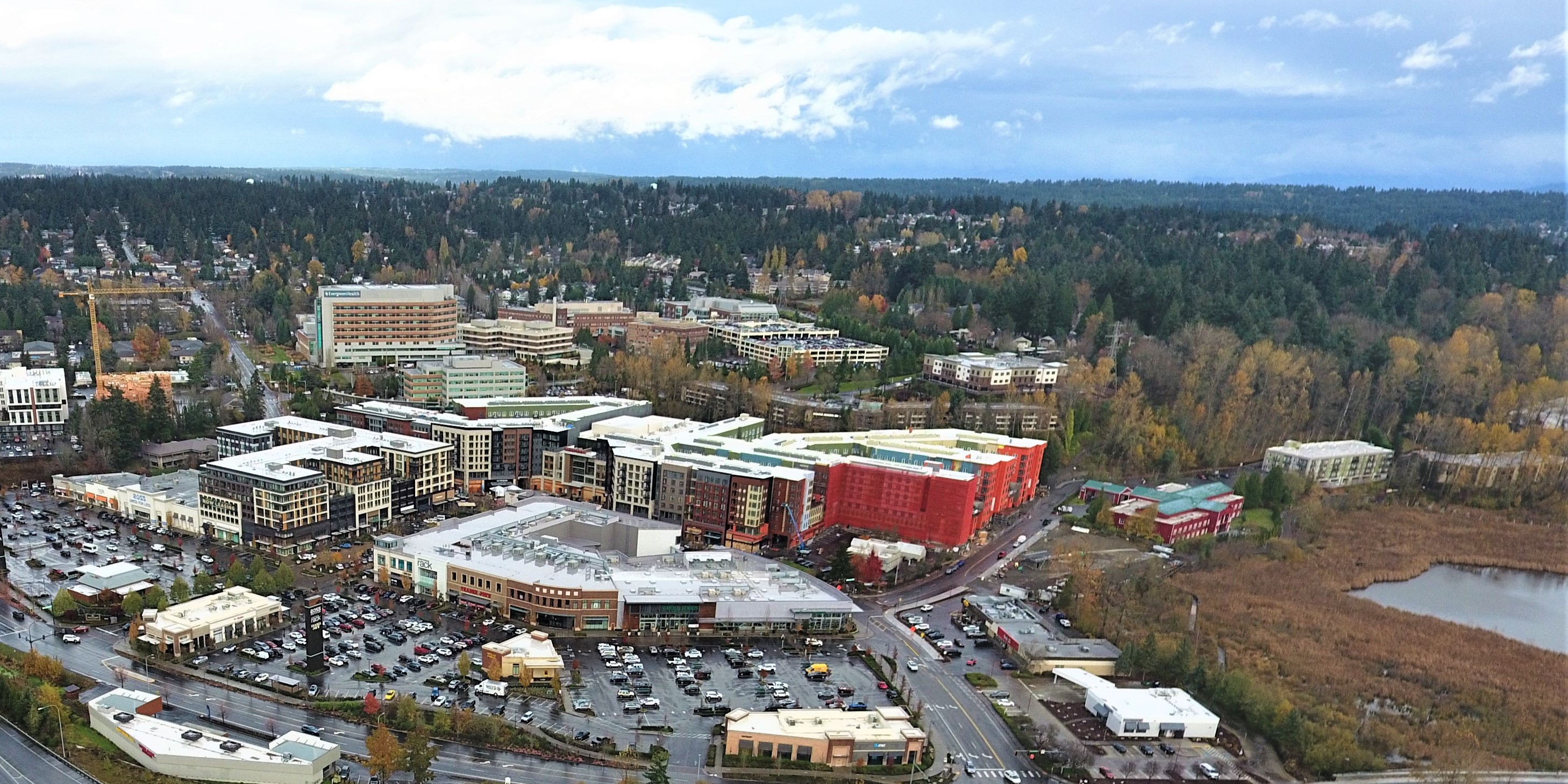 aerial view of Totem Lake mixed-use project