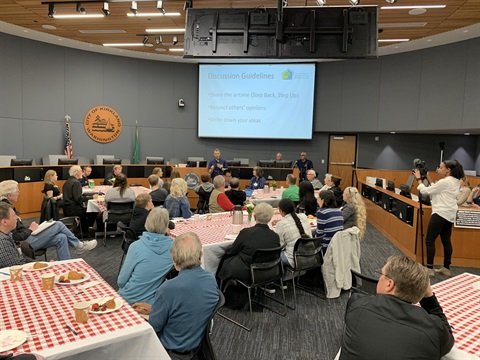 People gathered for community discussion