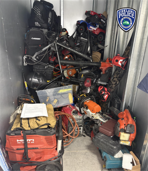 Photo of miscellaneous items piled up inside a storage unit