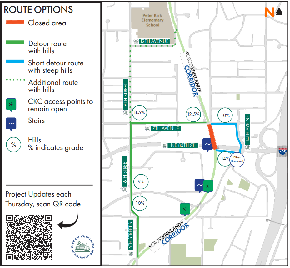 CKC Detour route with incline grades