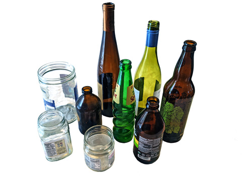 glass bottles and jars for recycling
