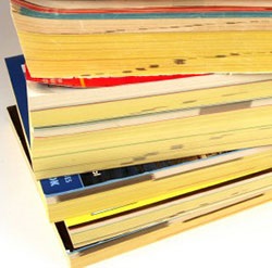 stacked phone books