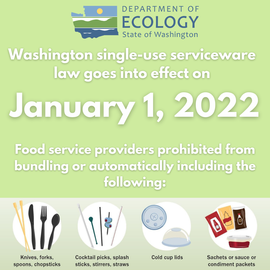 Washington single use serviceware law goes into effect on January 1 2022.