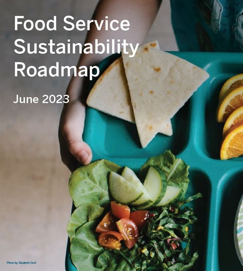 photo of tray with salad, tortilla, and orange slice