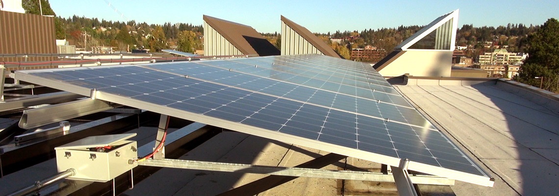 solar panels on the roof of Kirkland City Hall