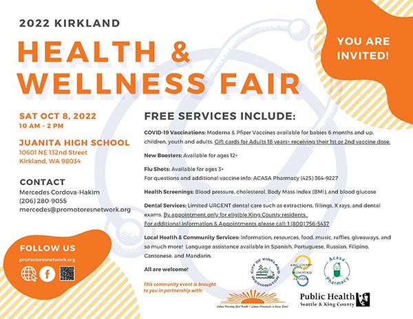 2022 Kirkland Health Wellness Fair Flyer english