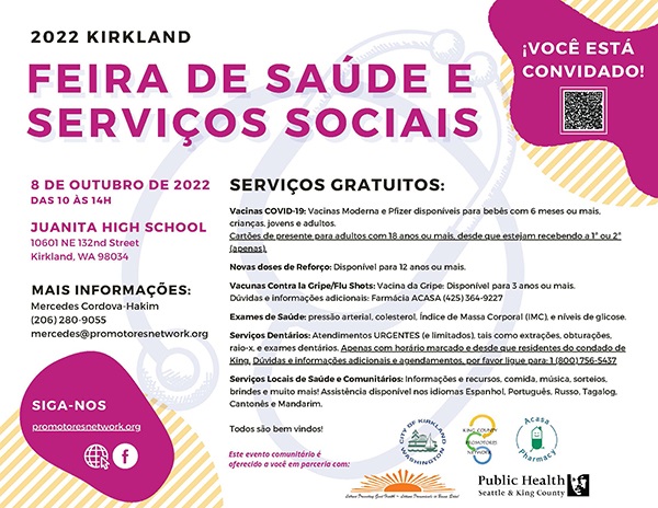 2022 Kirkland Health Wellness Fair Flyer Portuguese
