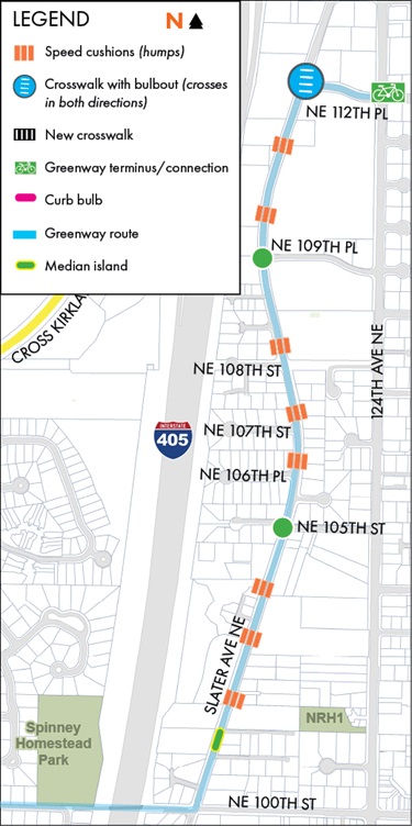 Map shows Stores to Shores Greenway route along entire route