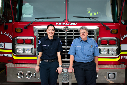 photo of firefighter Brassfield and Battalion Chief Freeman