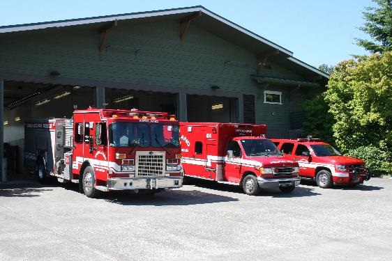 front view of fire station 26 with vehicles